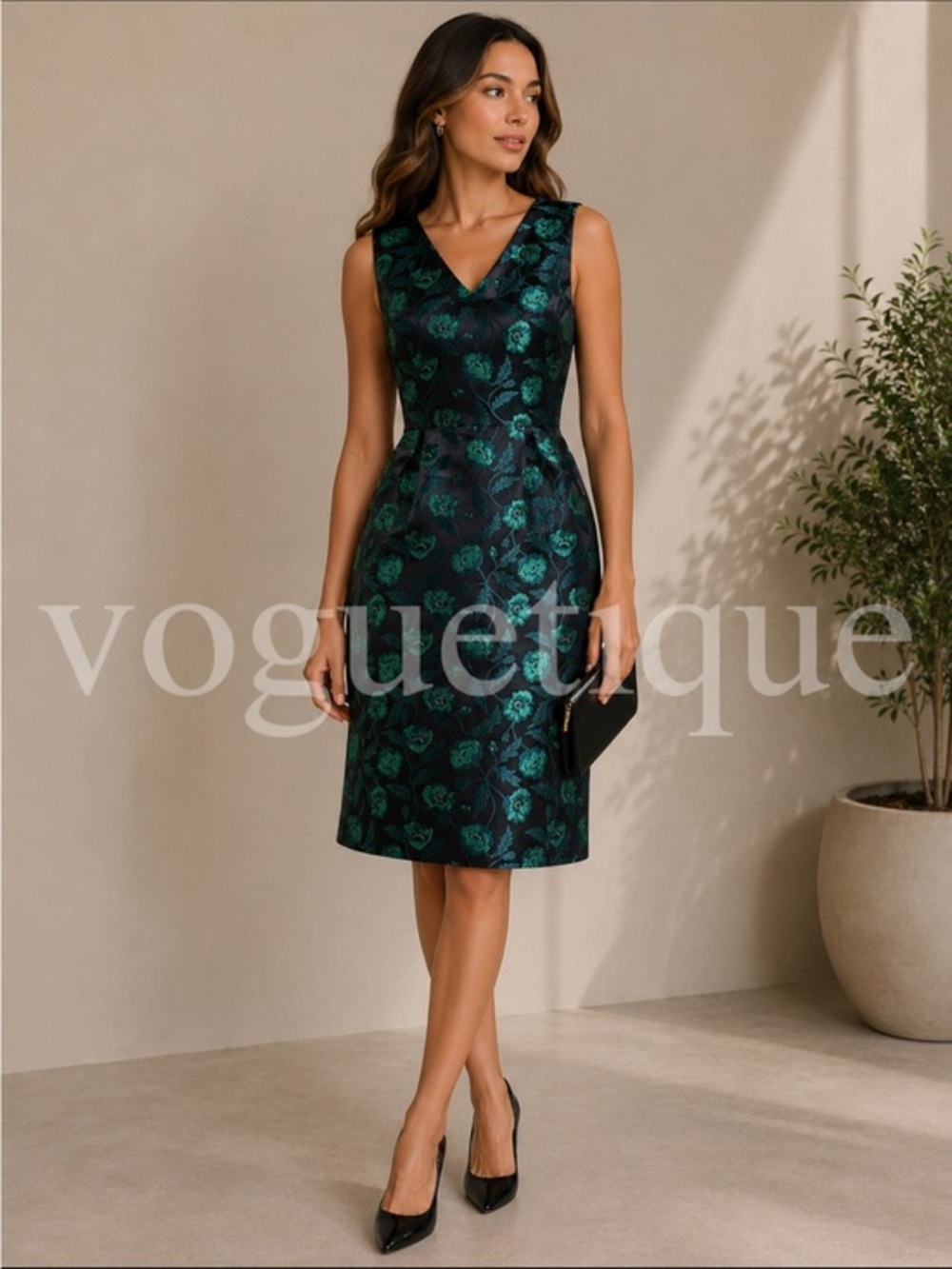 J crew black green jacquard sleeveless semi formal dress